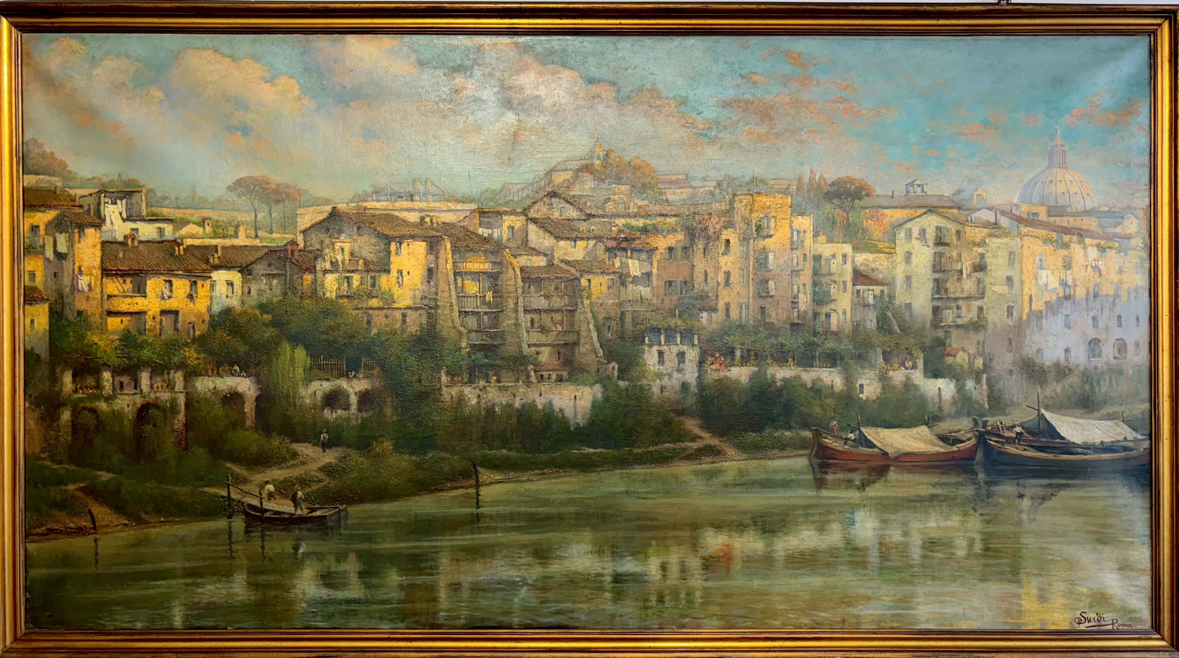 Artwork by Baldassarre Surdi, Veduta di Roma dal porto di Ripetta , Inizio XX secolo, Made of olio su tela