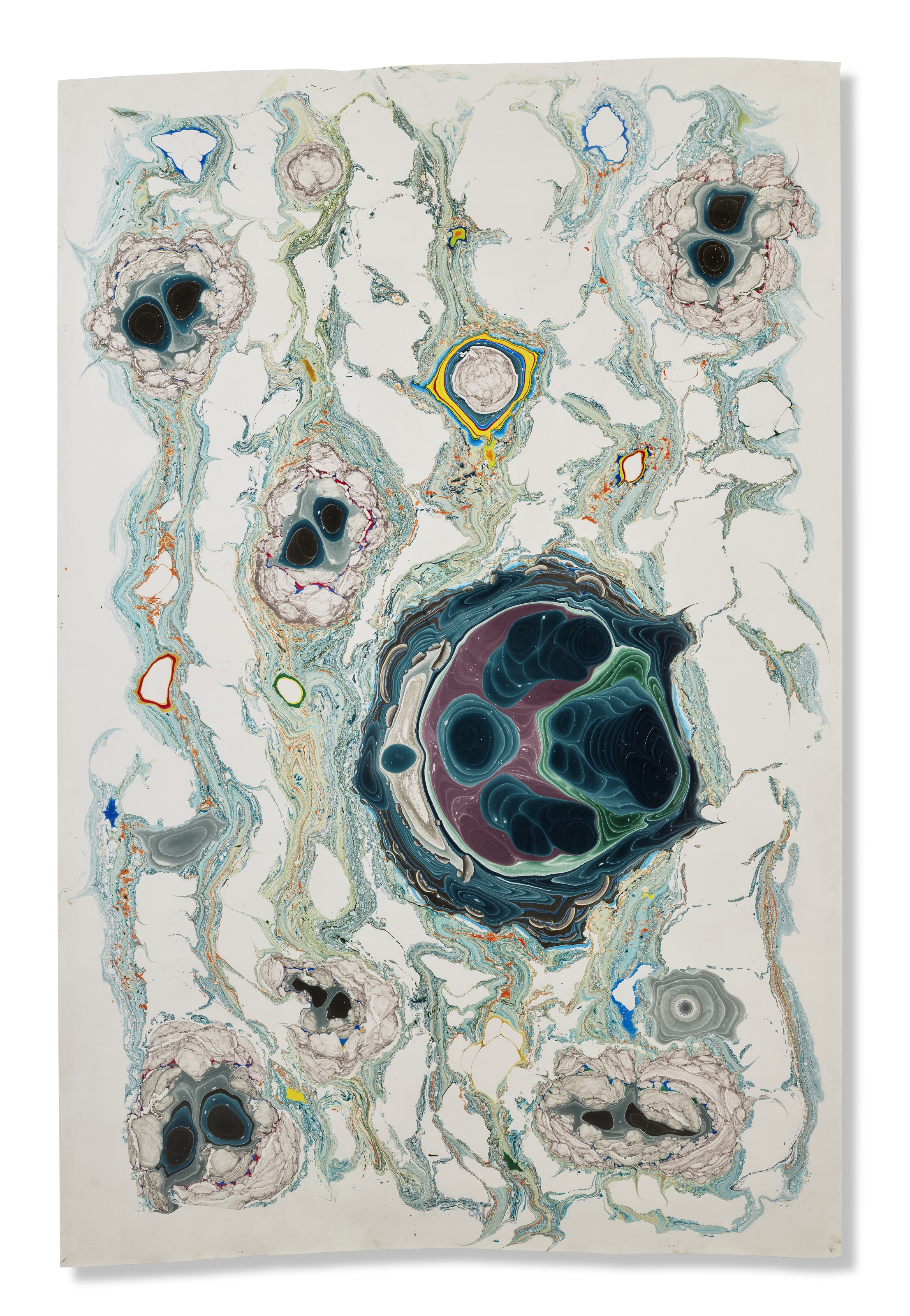 Artwork by Kerstin Brätsch, Unstable Talismanic Rendering 25 (with gratitude to master marbler Dirk Lange), Made of Ink and solvent on paper