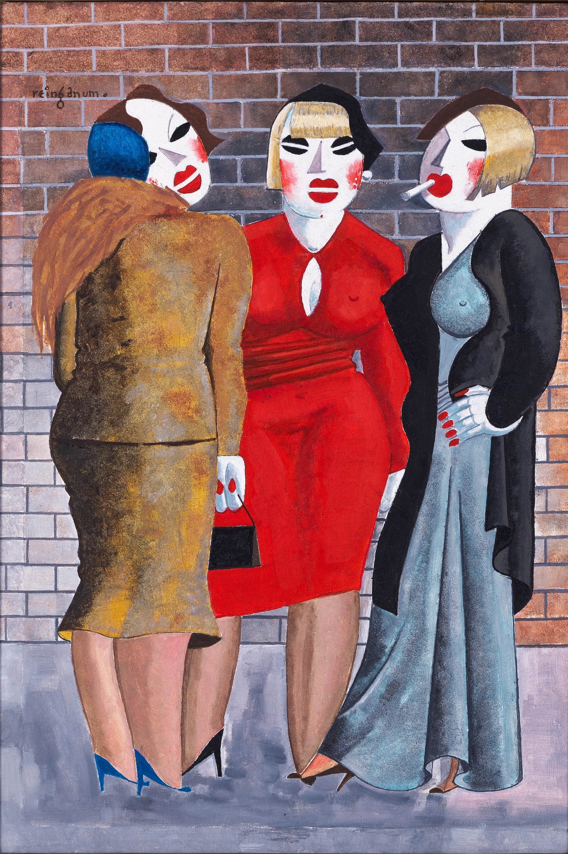 Artwork by Victor Reinganum, Ladies, Made of oil and pencil on board