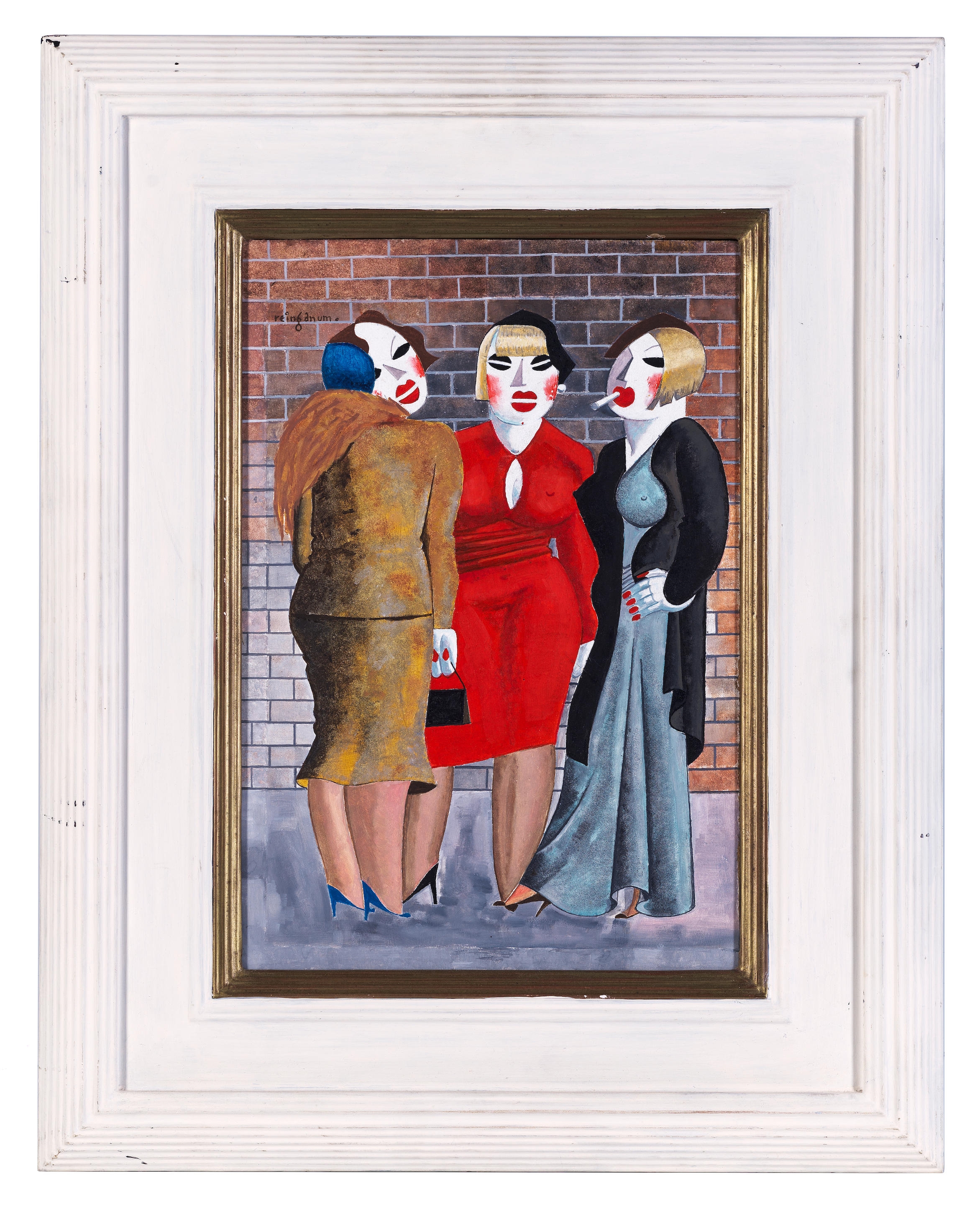 Artwork by Victor Reinganum, Ladies, Made of oil and pencil on board