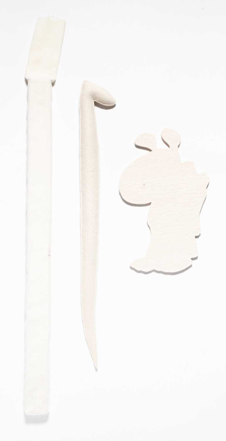 Artwork by Cosima von Bonin, Dirk’s Mates (Pierre, Aal, Hund, Made of Filz, Holz und Samt