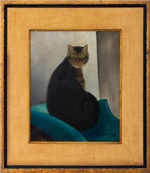 Chat au Coussin Vert - Jean Sam Fontanaz
