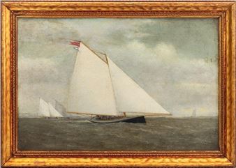 Sailboats Seascape Scene - Naive School, 20th Century