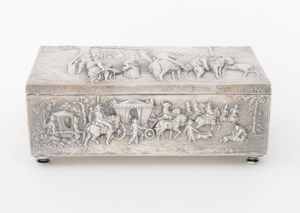 Friedrich Reusswig | German Hanau Repousse Silver Box (Late 19th ...