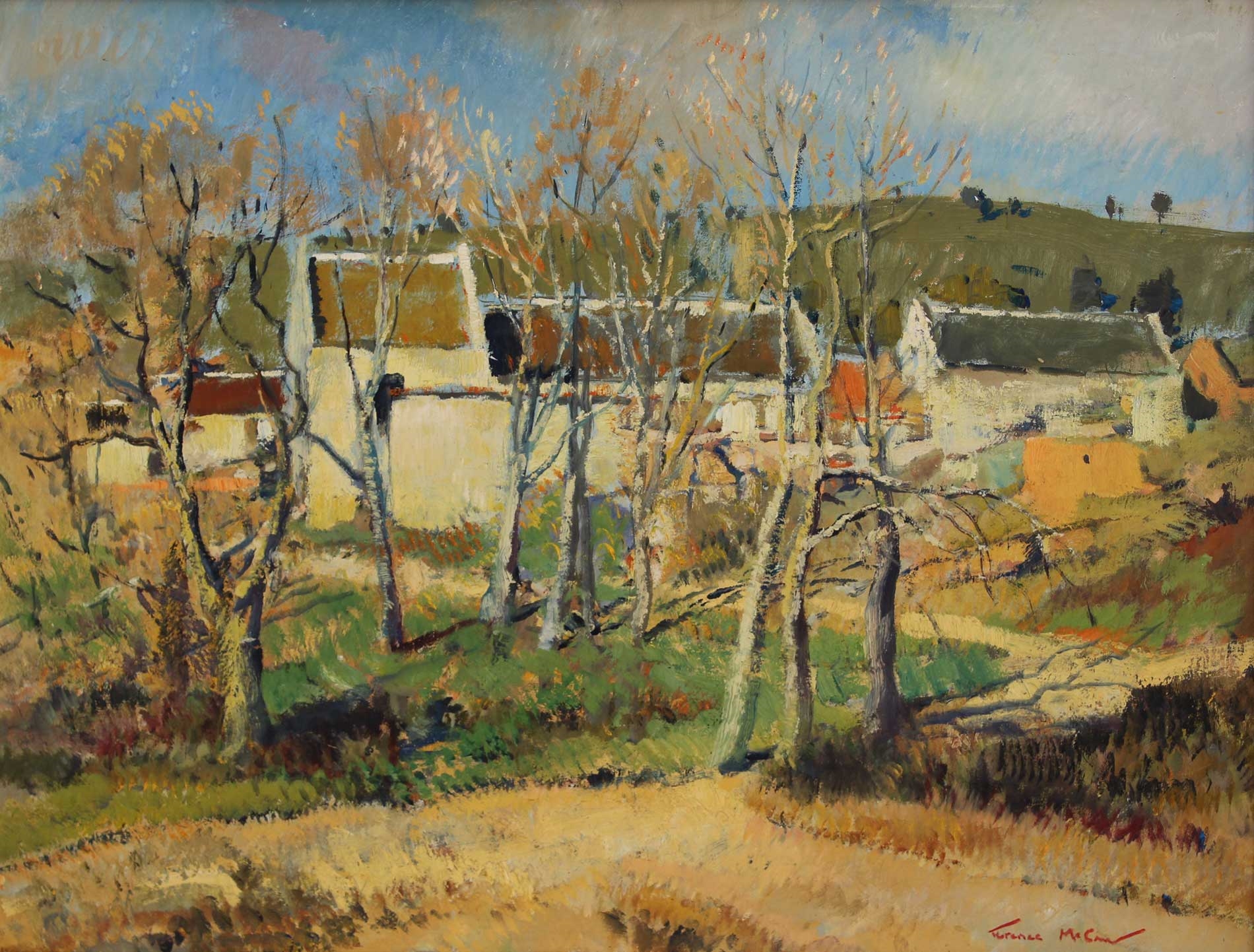 Terence John McCaw | Rural Landscape with Buildings and Trees | MutualArt