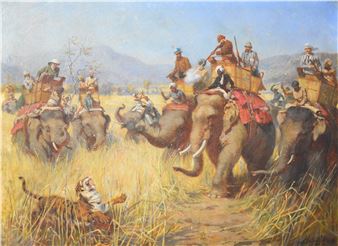 HRH The Prince of Wales Tiger Hunting 1883 - Herbert Johnson