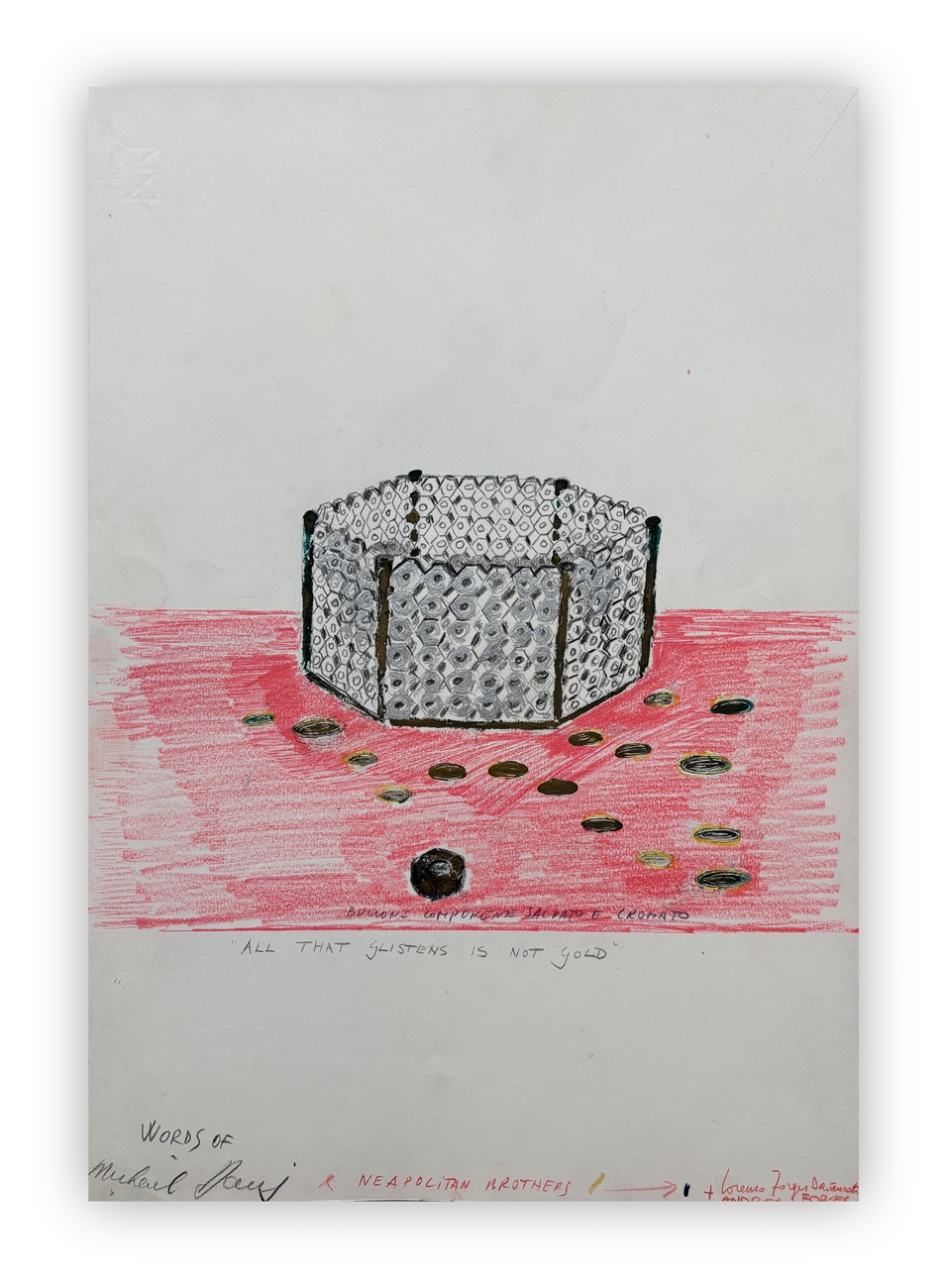 Artwork by Antonio Fraguas de Pablo, All that glistens is not gold, Made of tecnica mista su cartoncino