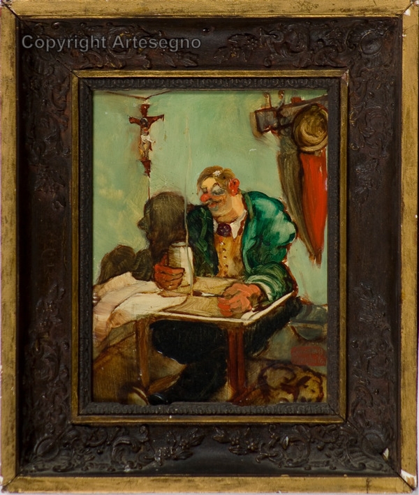 Artwork by Kleofas Bogailei, L'artista al tavolo, Made of Oil on wood panel