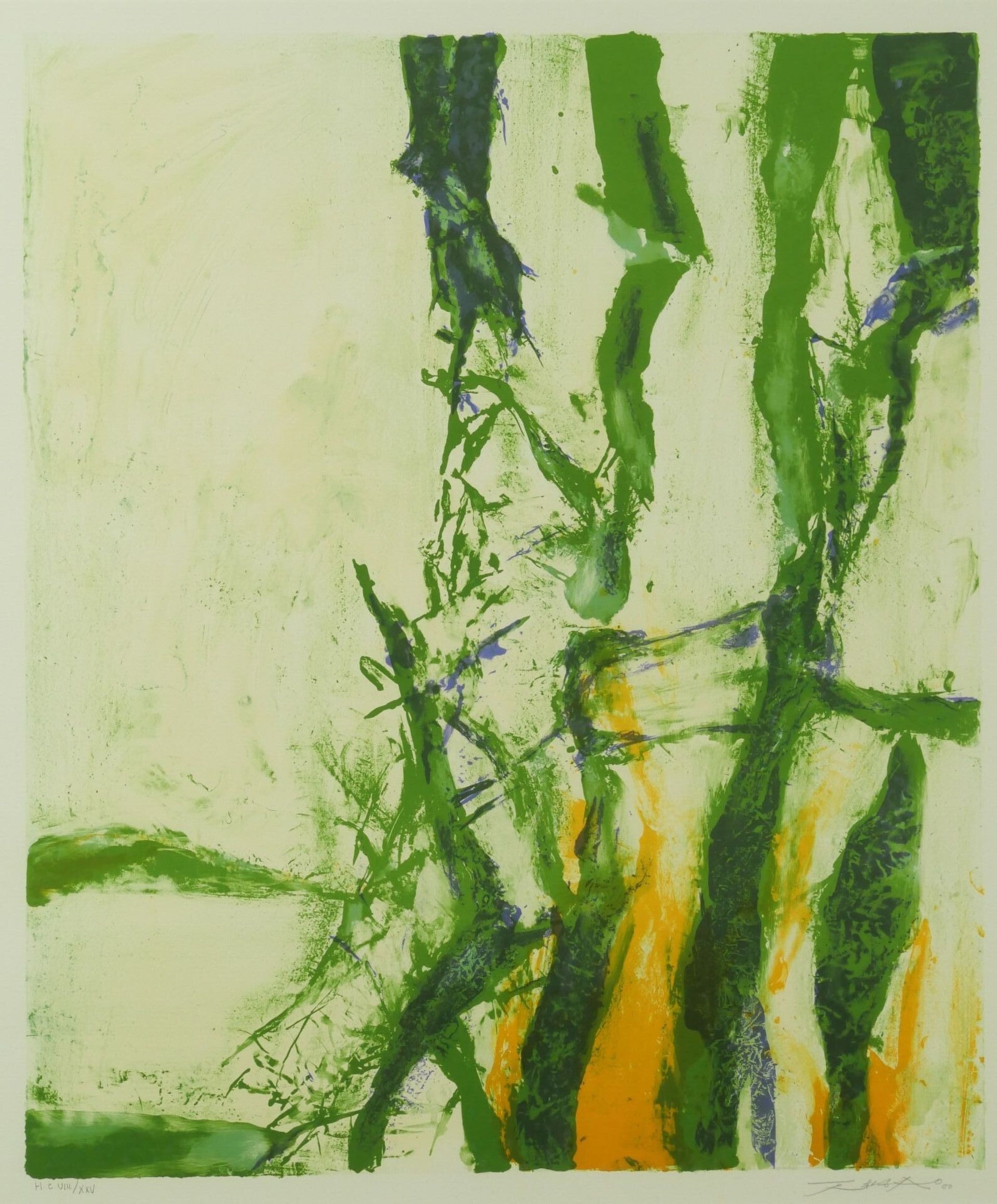 Zao Wou-Ki | Composition vert et orange (2000) | MutualArt