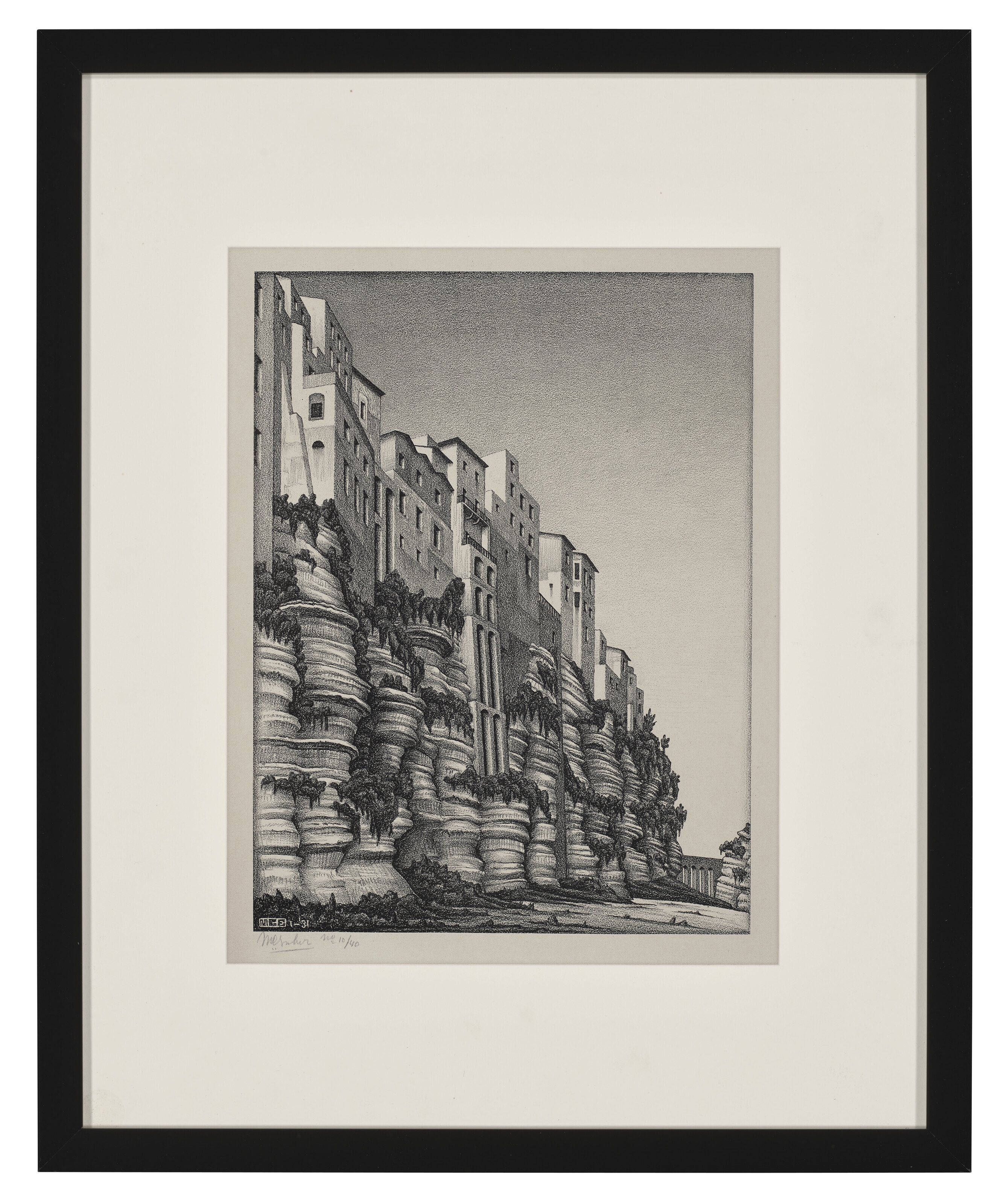 Artwork by Maurits Cornelis Escher, Tropea, Calabria, Made of Lithograph on cream wove paper