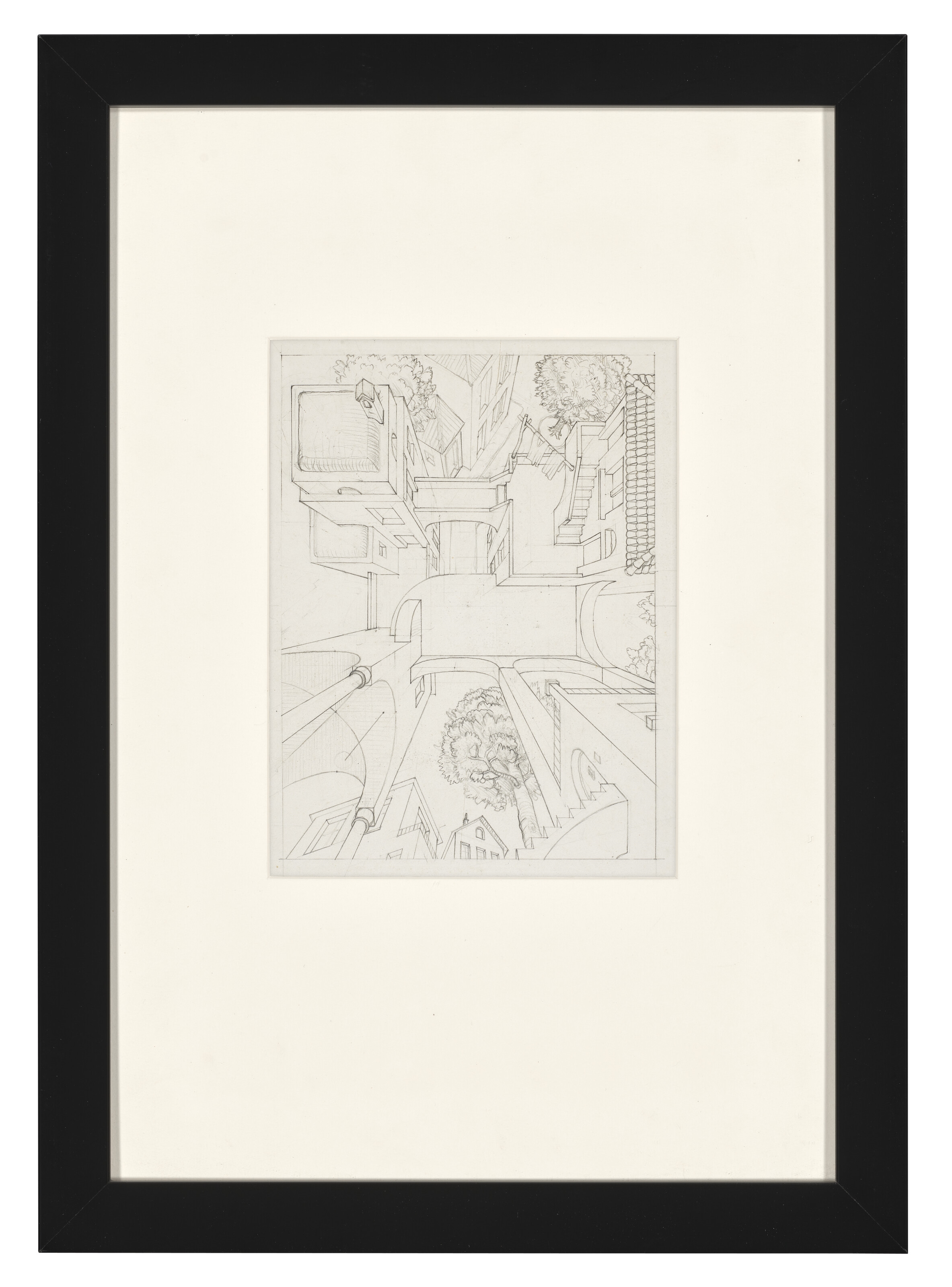 Artwork by Maurits Cornelis Escher, High and Low I, Made of Pencil on paper