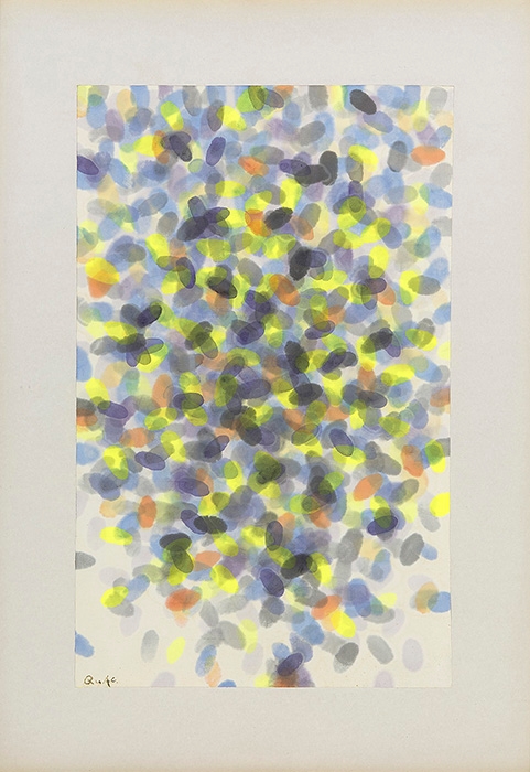 Artwork by Quac Insik, Work 82-01, Made of colored ink on Japanese paper mounted on hardboard