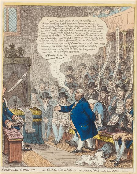 Political-Candour;_i.e_Coalition-"Resolutions" of June 14th 1805._Pro bono Publico by James Gillray, 1805