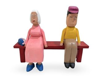 MURRAY GALLANT - SHOPPING LADY & MAN ON BENCH - Murray Gallant