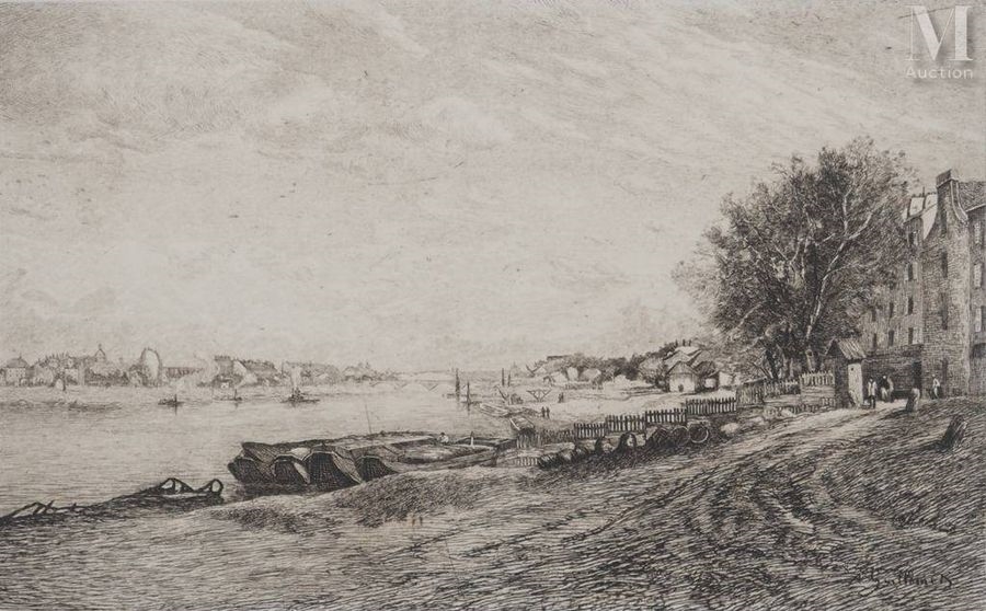Artwork by Jean Baptiste Antoine Guillemet, Paris: Quai de Bercy in December, Made of Engraving On wove paper