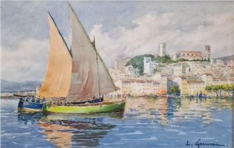 Bateaux arrivant sur le quai Saint-Pierre à Cannes - Louis German
