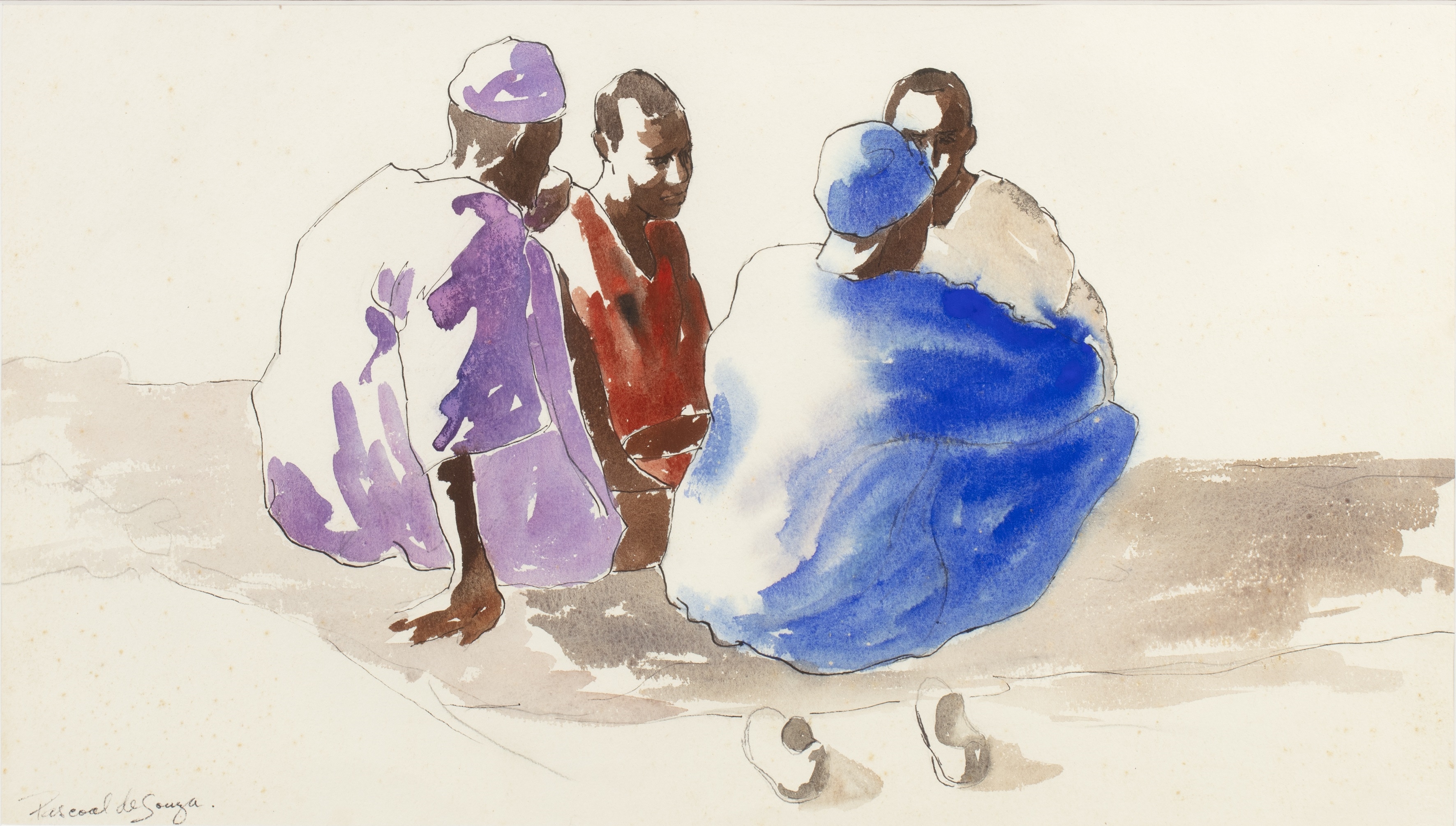 Pascal de Souza | Arabs seated in the desert | MutualArt