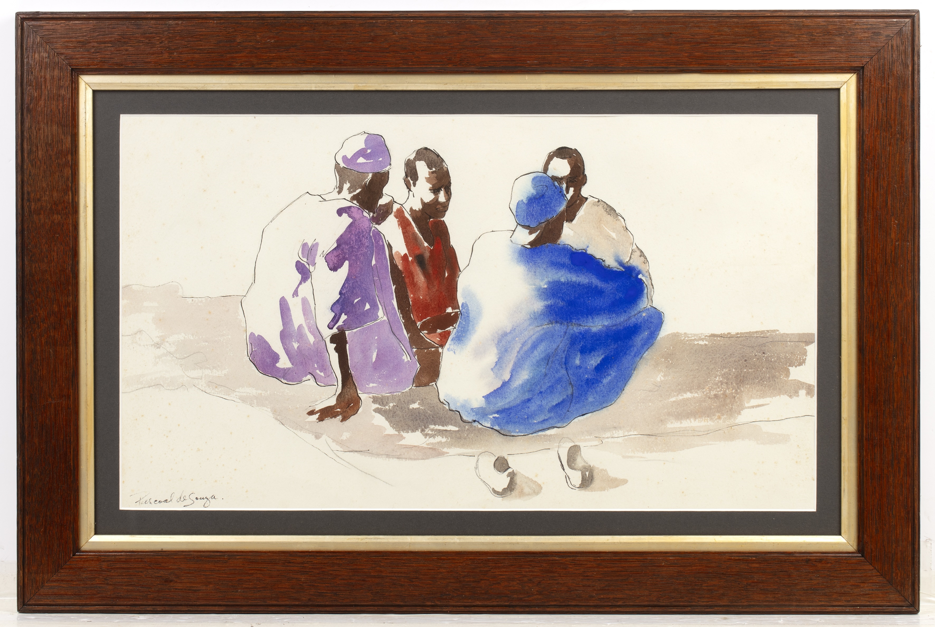 Pascal de Souza | Arabs seated in the desert | MutualArt