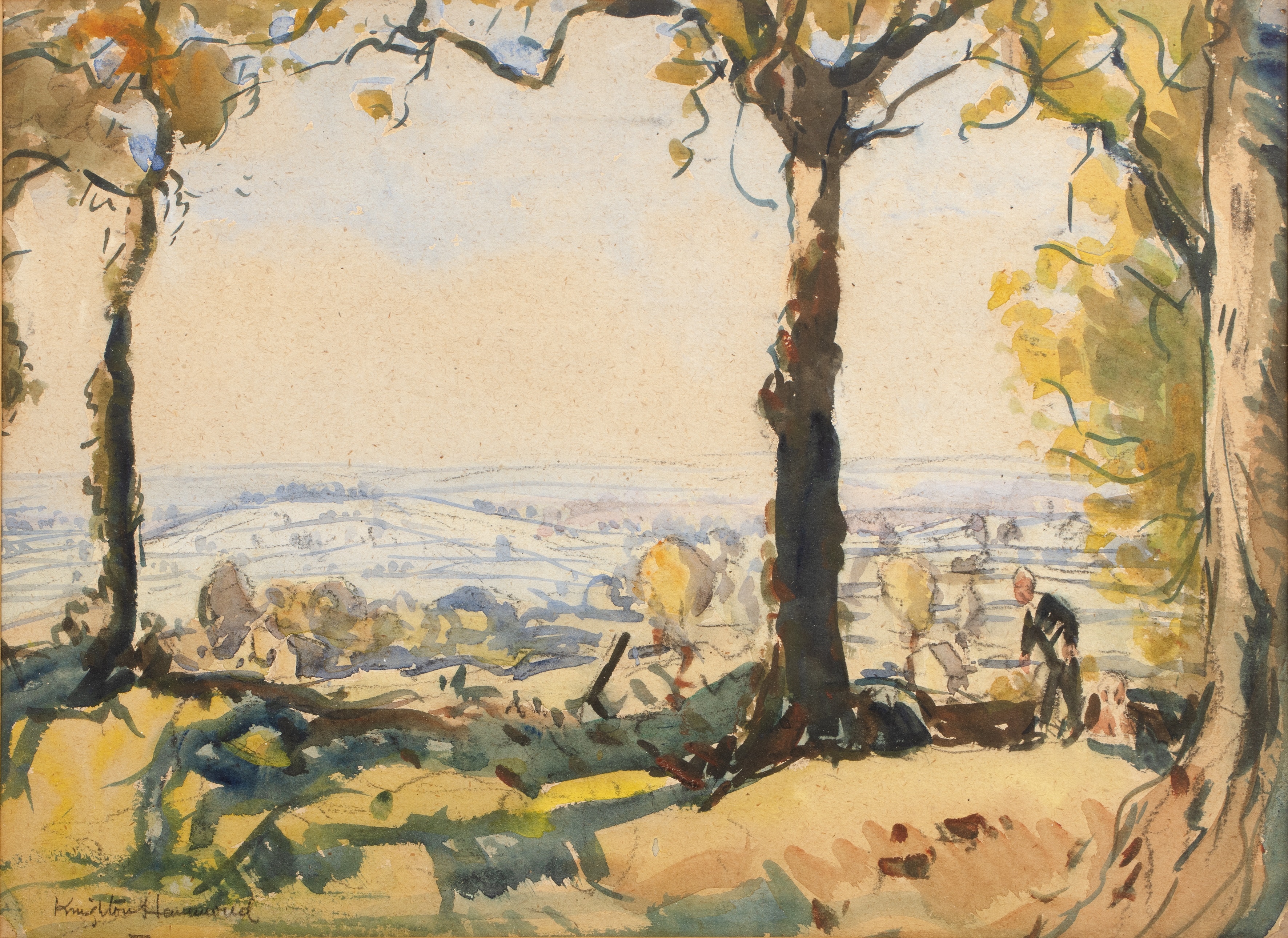 Arthur Henry Knighton Hammond | Figure by trees in an extensive ...