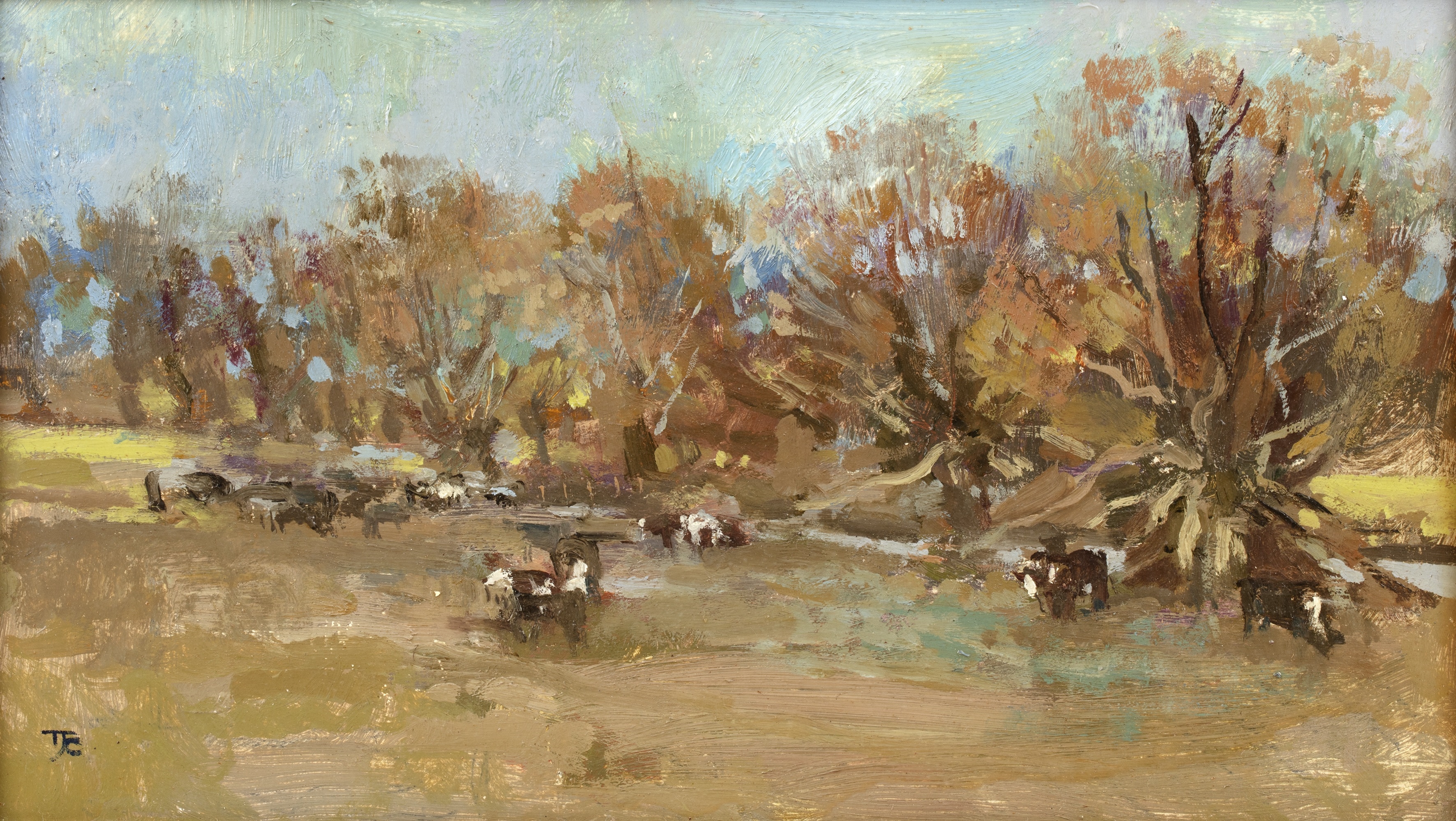 Thomas Coates | Landscape with grazing cattle | MutualArt