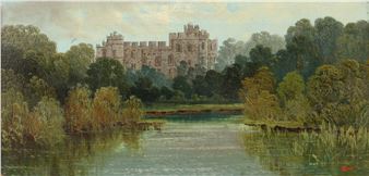 River landscape with castle; and companion - Allan