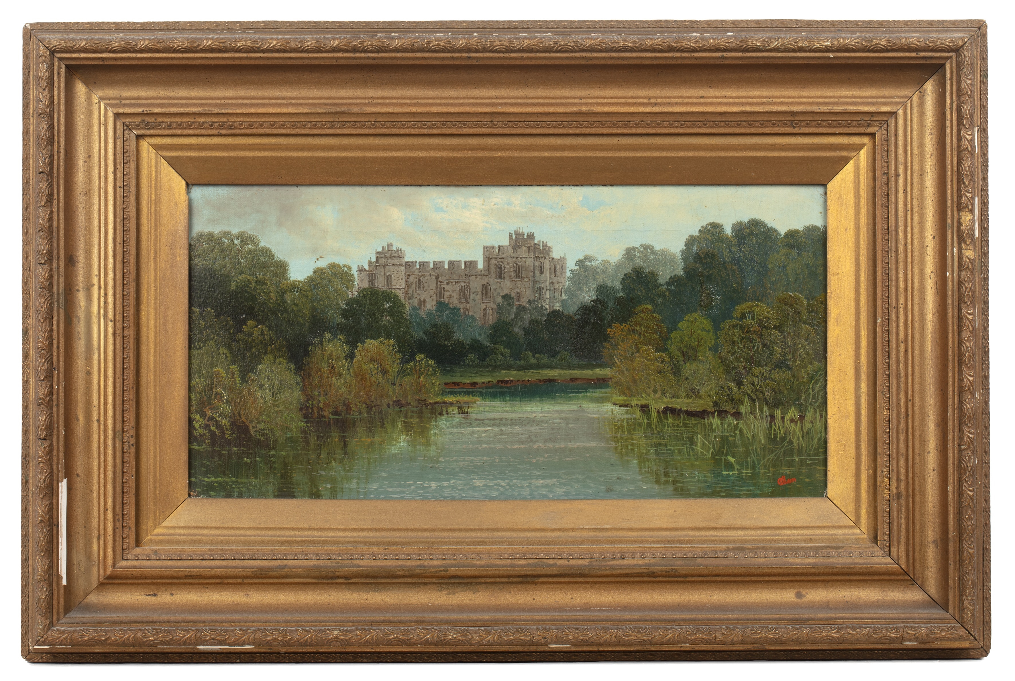 Artwork by Allan, River landscape with castle; and companion, Made of oils on canvas