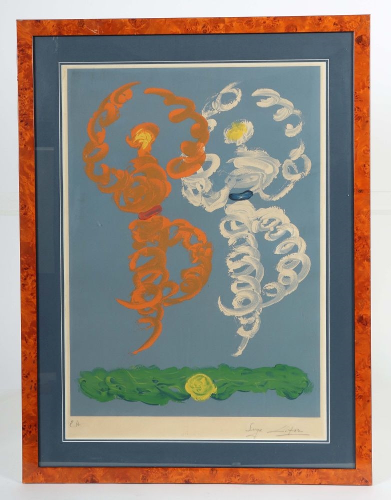 Artwork by Serge Lifar, Tanzende Silhouetten, Made of Farblithographie/Papier