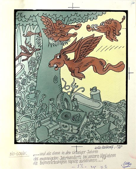 Louis Rauwolf | Satirical drawing Bio-logic (1950) | MutualArt