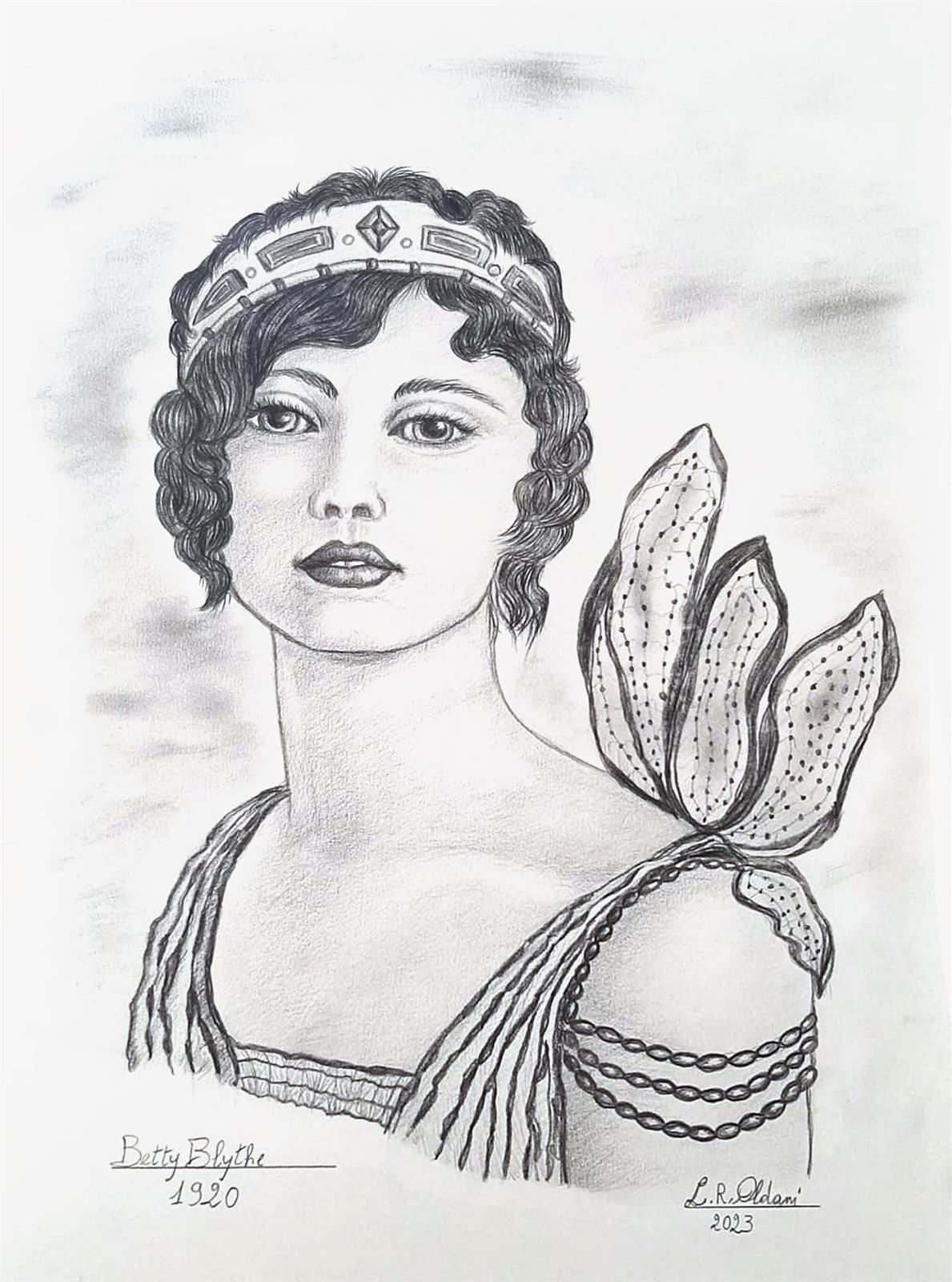 Artwork by Linuccia Oldani, Betty Blythe 1920, Made of pencil on paper