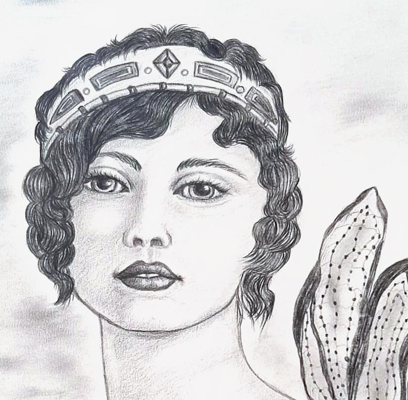 Artwork by Linuccia Oldani, Betty Blythe 1920, Made of pencil on paper