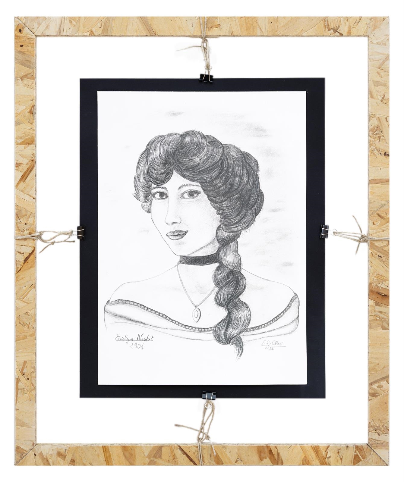Artwork by Linuccia Oldani, Evelyn Nesbit 1901, Made of pencil on paper