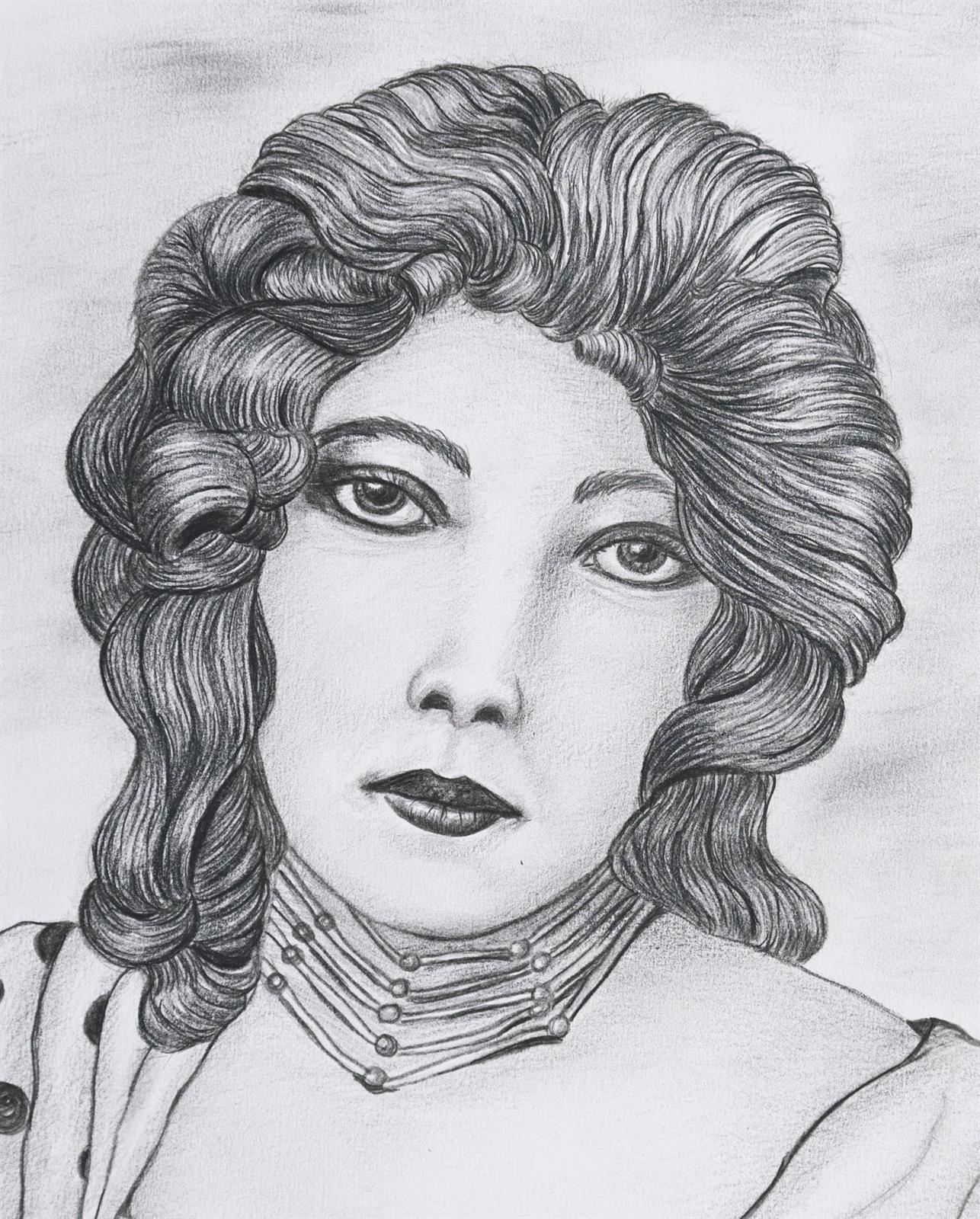 Artwork by Linuccia Oldani, Sarah Bernhardt 1901, Made of pencil on paper