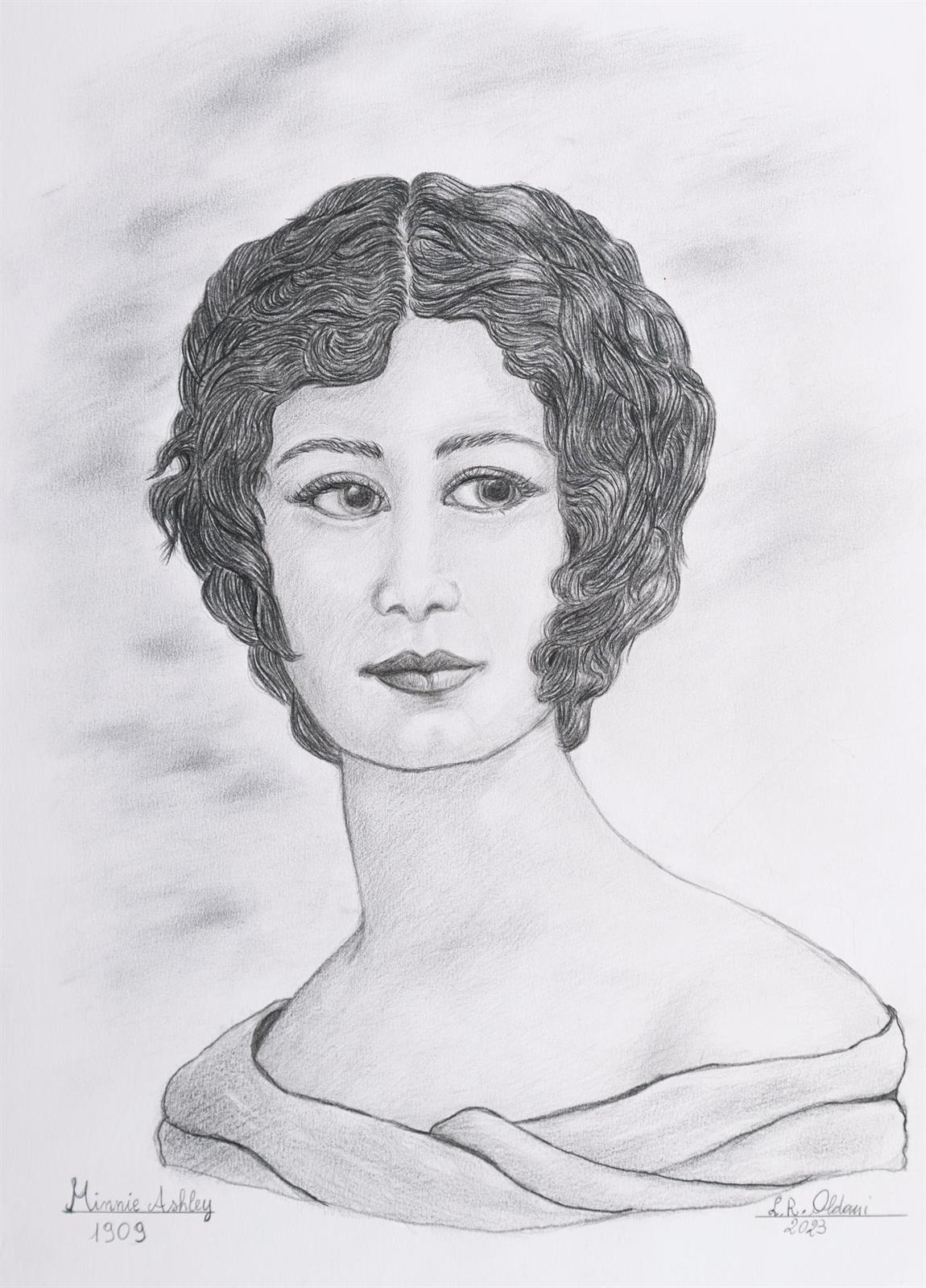 Artwork by Linuccia Oldani, Minnie Ashley 1909, Made of pencil on paper