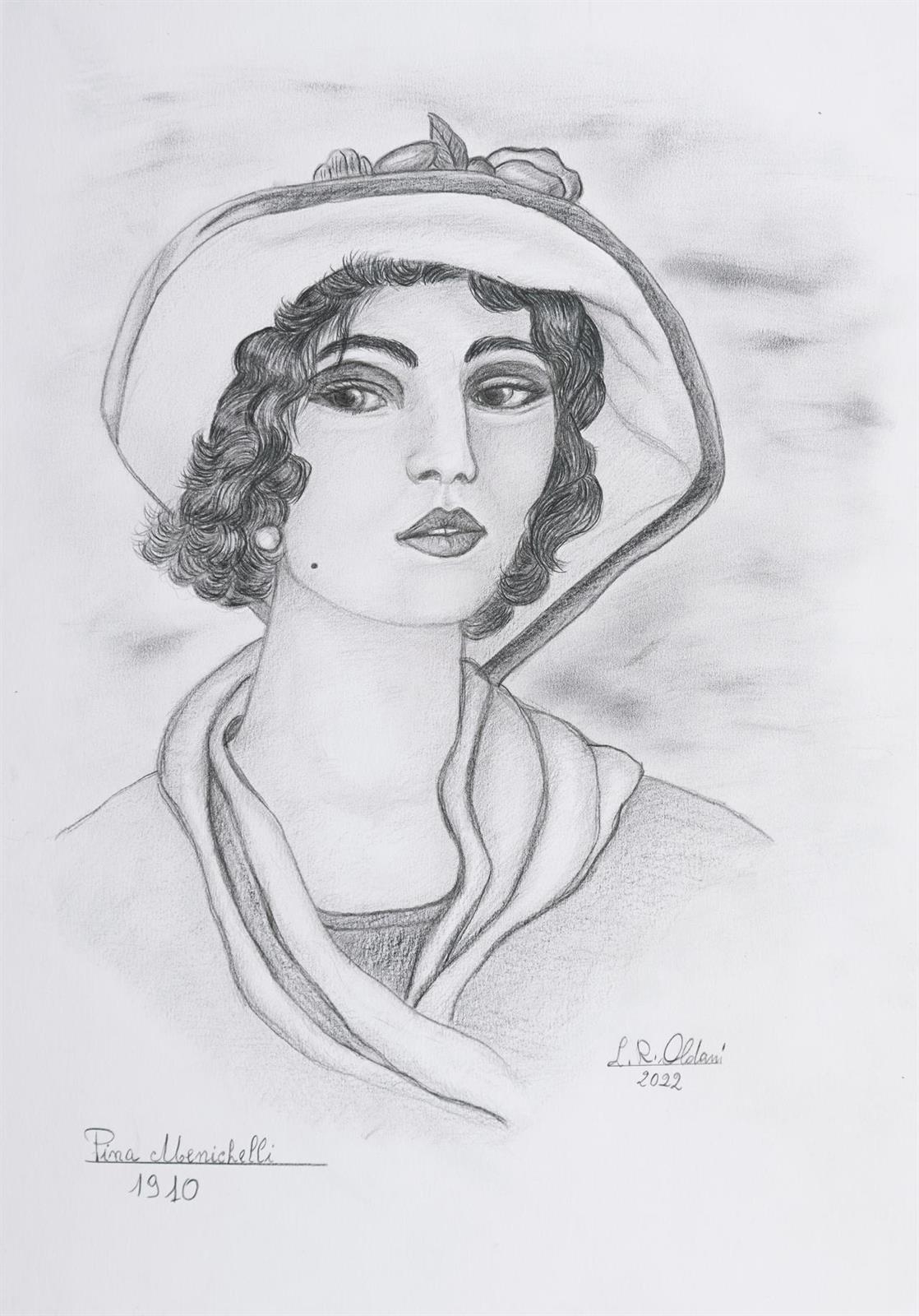 Artwork by Linuccia Oldani, Pina Menichelli 1910, Made of pencil on paper