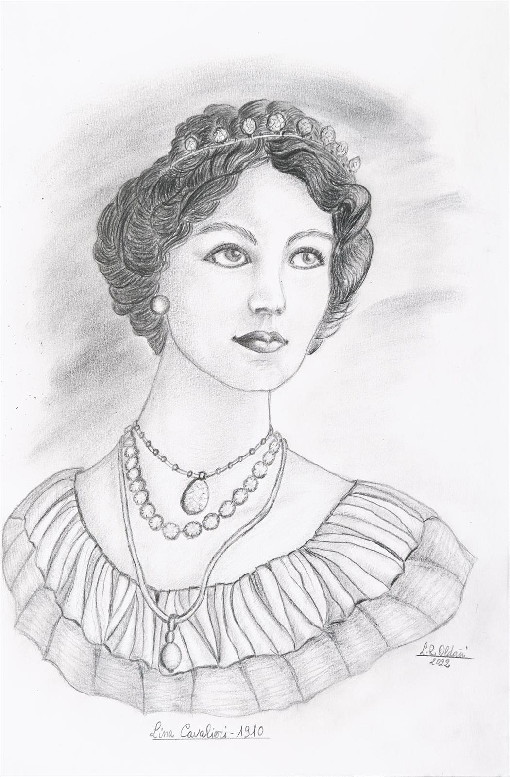 Artwork by Linuccia Oldani, Lina Cavalieri 1910, Made of pencil on paper