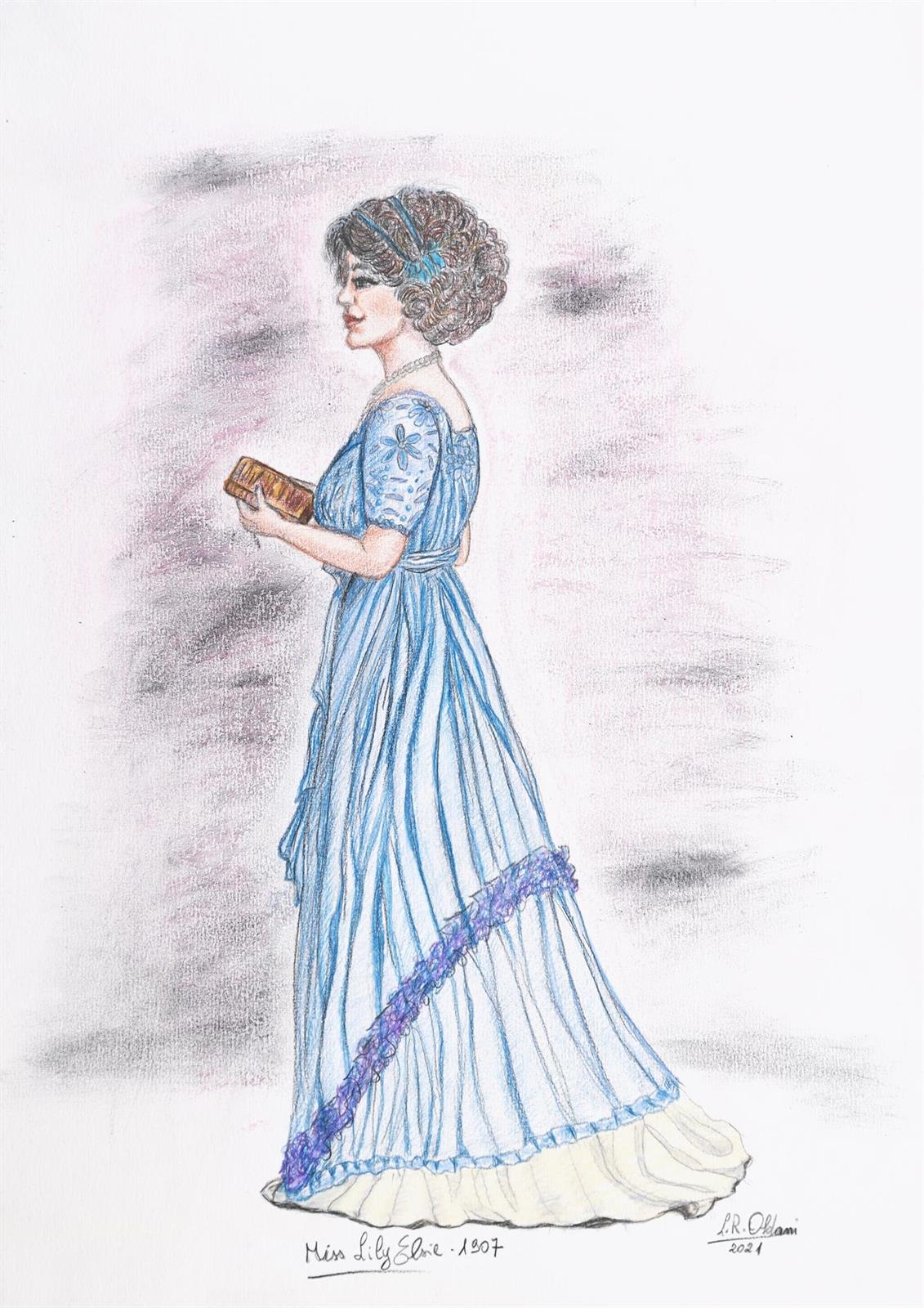 Artwork by Linuccia Oldani, Miss Lily Elsie 1907, Made of pencil on paper