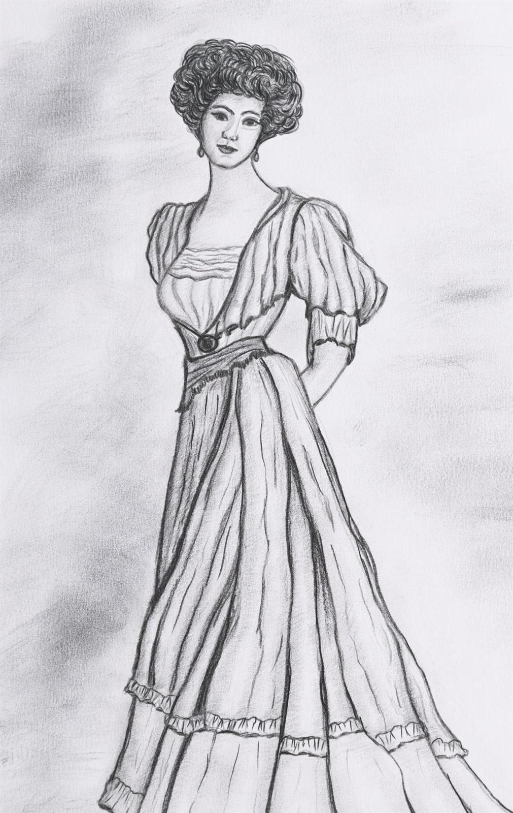 Artwork by Linuccia Oldani, Abito Da Giorno 1903, Made of pencil on paper