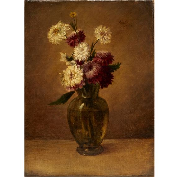 Still Life (flowers in glass vase by Henri Fantin-Latour, 1863