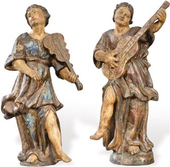 Guitarrista y Violinsta - Colonial School, 17th Century