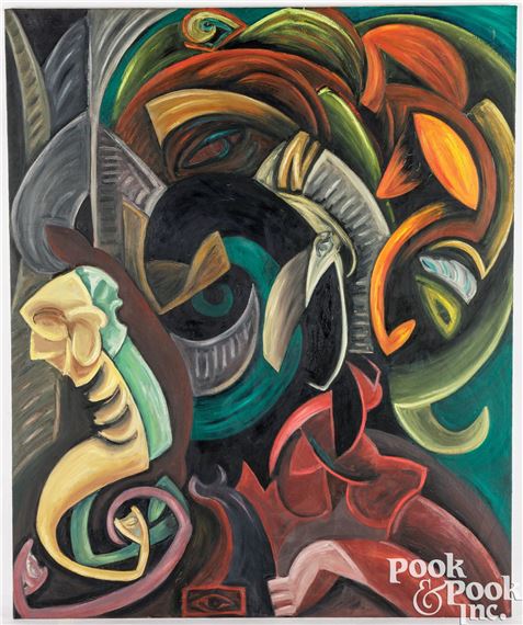 Marilla Palmer, Large oil on canvas Afro Rococo by Marilla Palmer, verso 1985