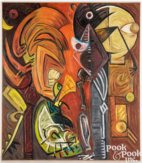 Marilla Palmer large oil on canvas Monster God by Marilla Palmer, 1984