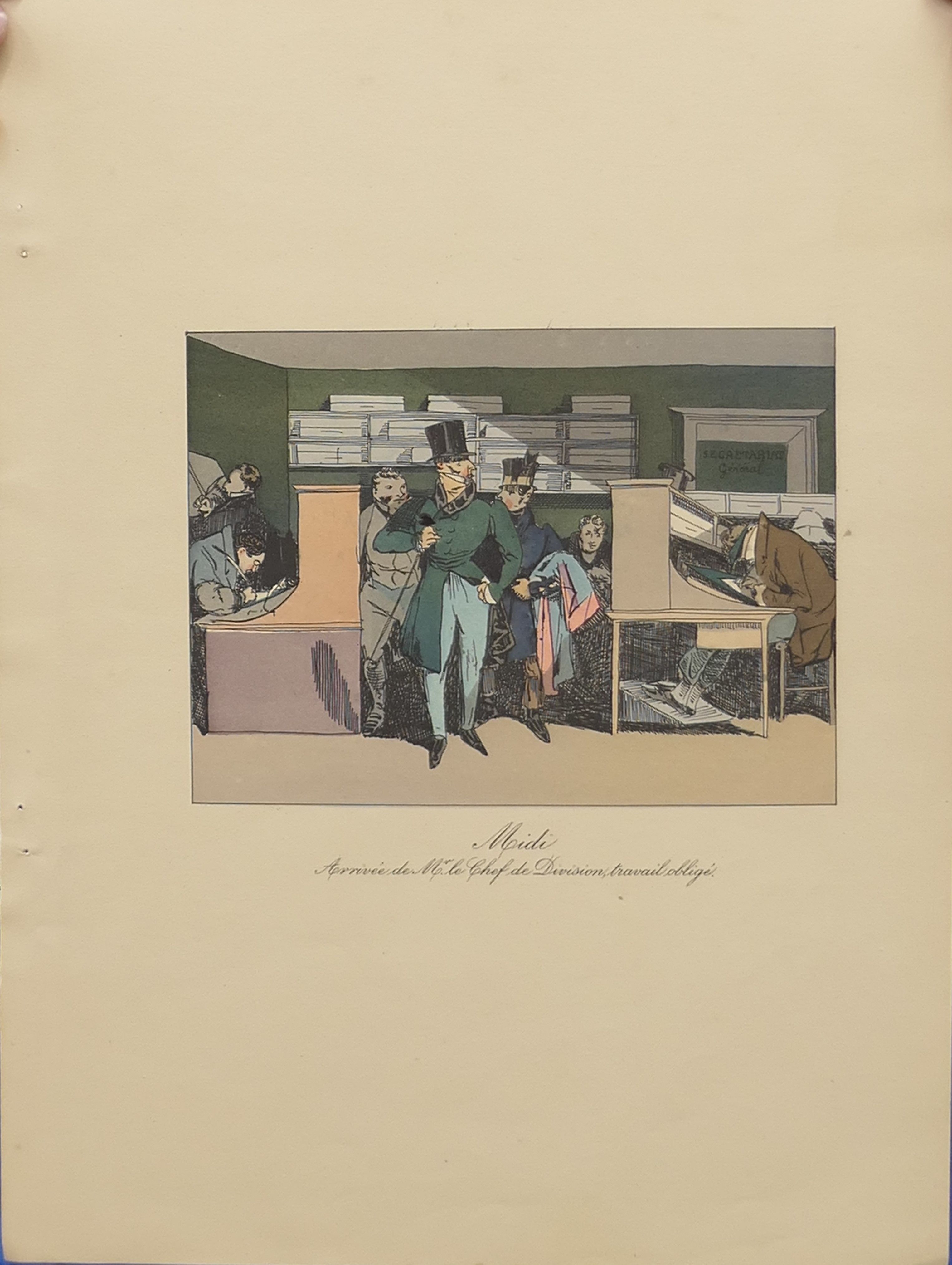 Artwork by Henry Monnier, Moeurs Administratives, dessinees d'apres nature par Henri Monnier, Made of colour plates