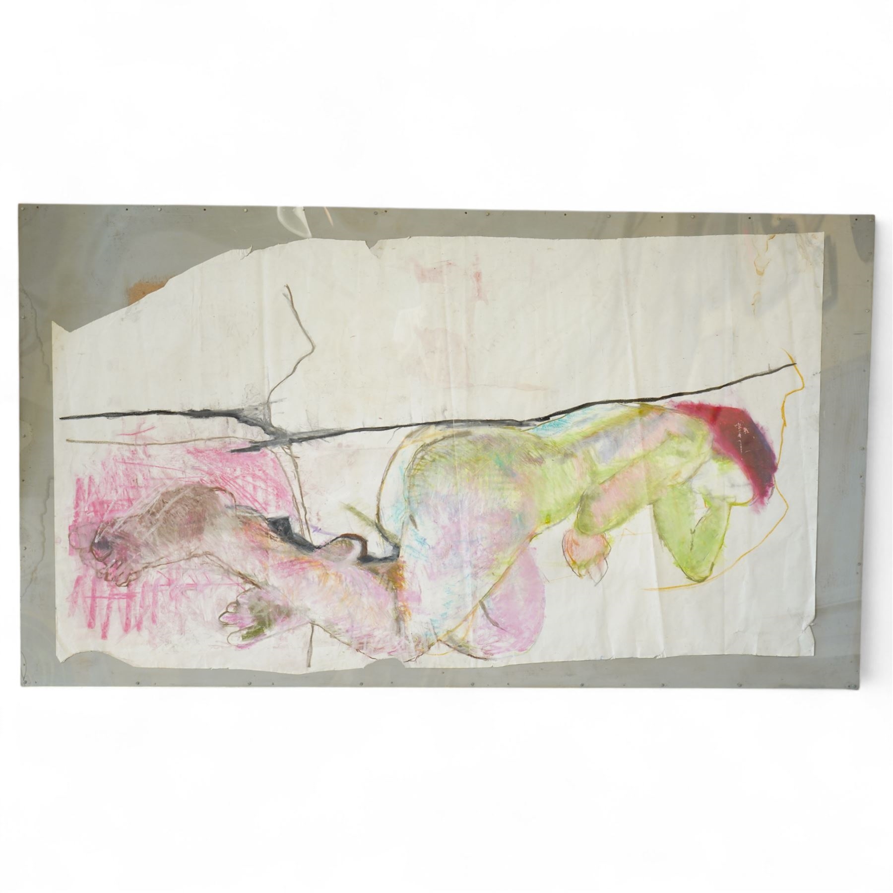 Artwork by Alan Gummerson, Nude Female Reclining, Made of oil pastel