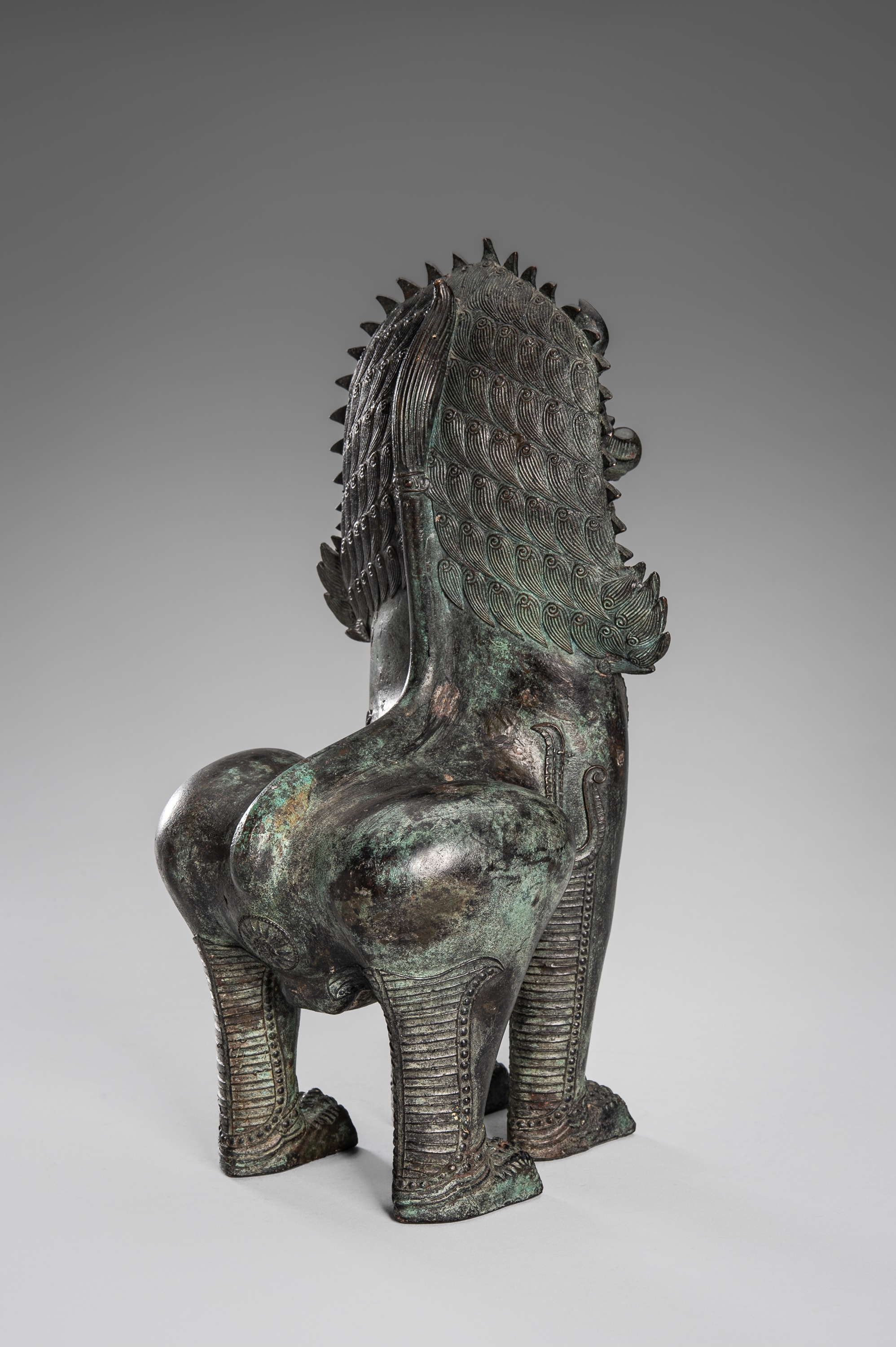 Thai School, 19th Century | A PAIR OF BRONZE GUARDIAN LIONS, KHMER ...