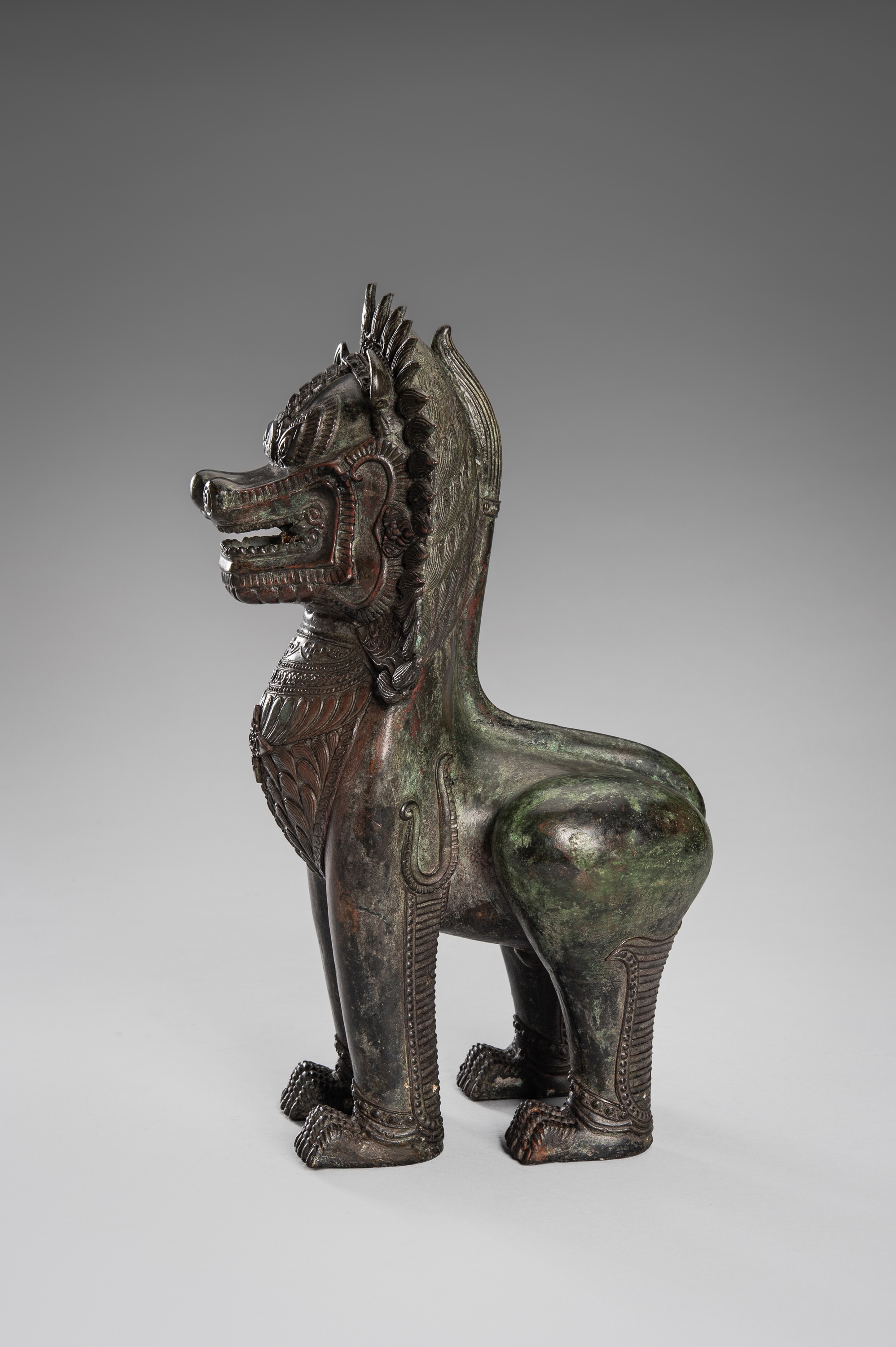 Thai School, 19th Century | A PAIR OF BRONZE GUARDIAN LIONS, KHMER ...