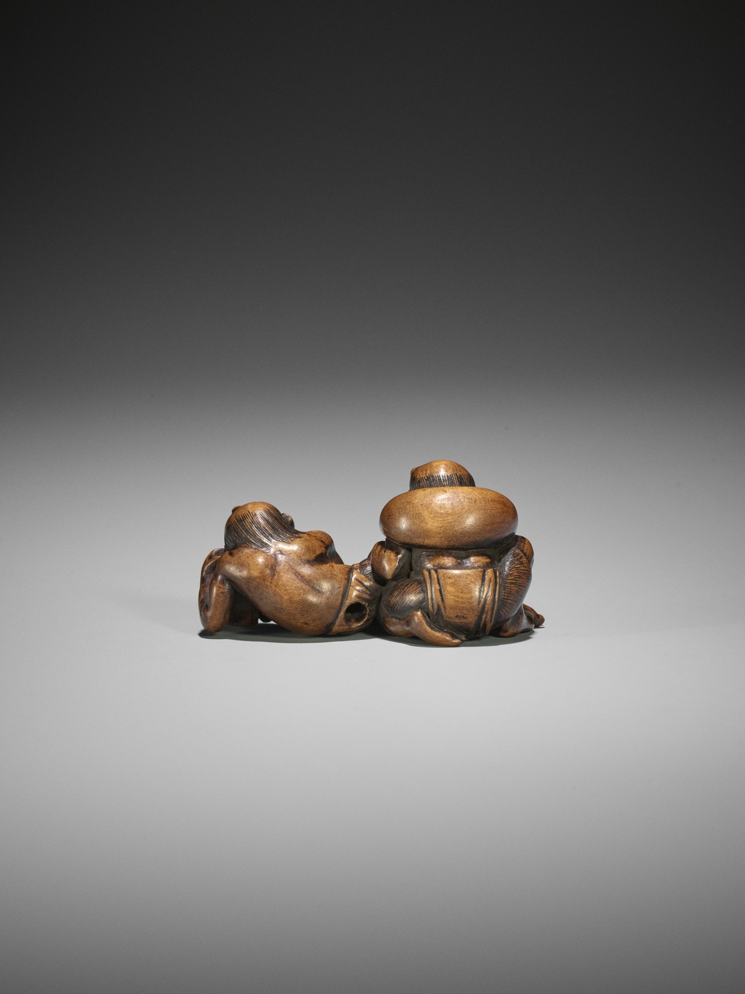 Japanese School, 19th Century | A RARE WOOD NETSUKE OF RAIJIN AND FUJIN ...
