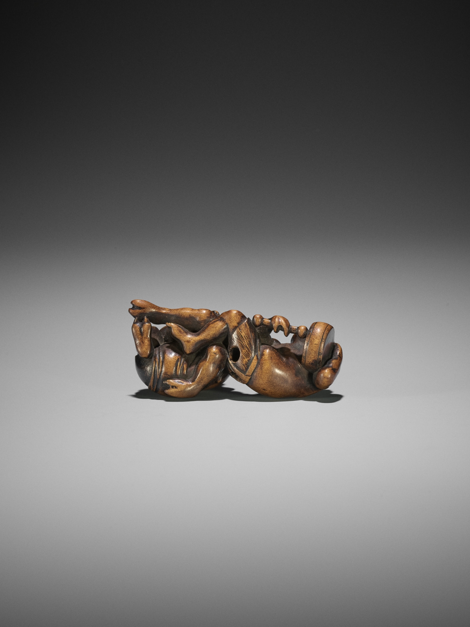 Japanese School, 19th Century | A RARE WOOD NETSUKE OF RAIJIN AND FUJIN ...