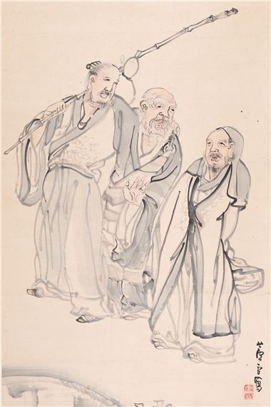 A SCROLL PAINTING OF THE THREE LAUGHERS OF THE TIGER RAVINE, AFTER NAGASAWA ROSETSU - Nagasawa Rosetsu