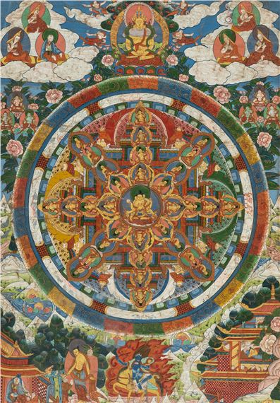 Himalayan School, 20th Century | A FINE MANDALA THANGKA, HIMALAYAN ...