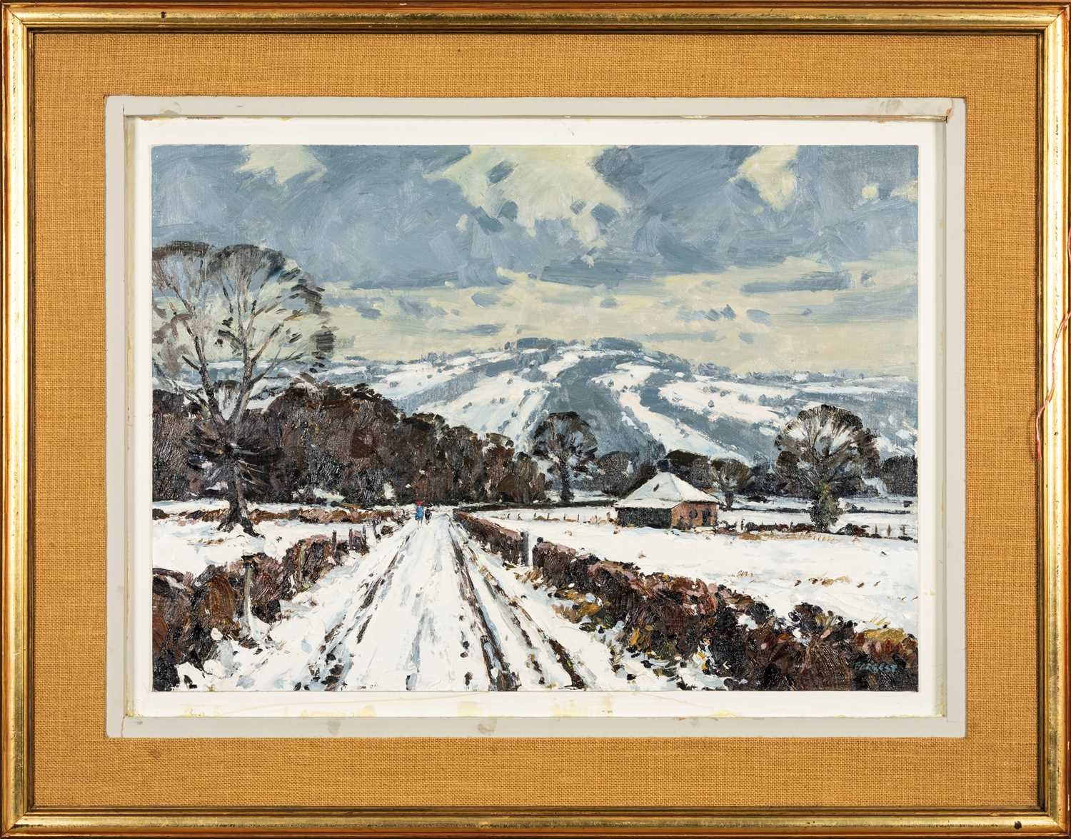 Artwork by Edwin Vincent Forrest, Gower Road, Trefriw, Winter, Made of oil on board